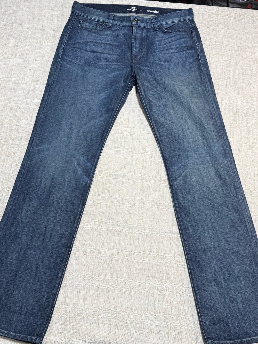 7 For All Mankind Men's Straight Jeans in Dark Blue Wash